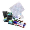 Rectangular Graph Two-Sided Dry Erase Answer Paddle + Colored Markers + Erasers - Class Pack 12