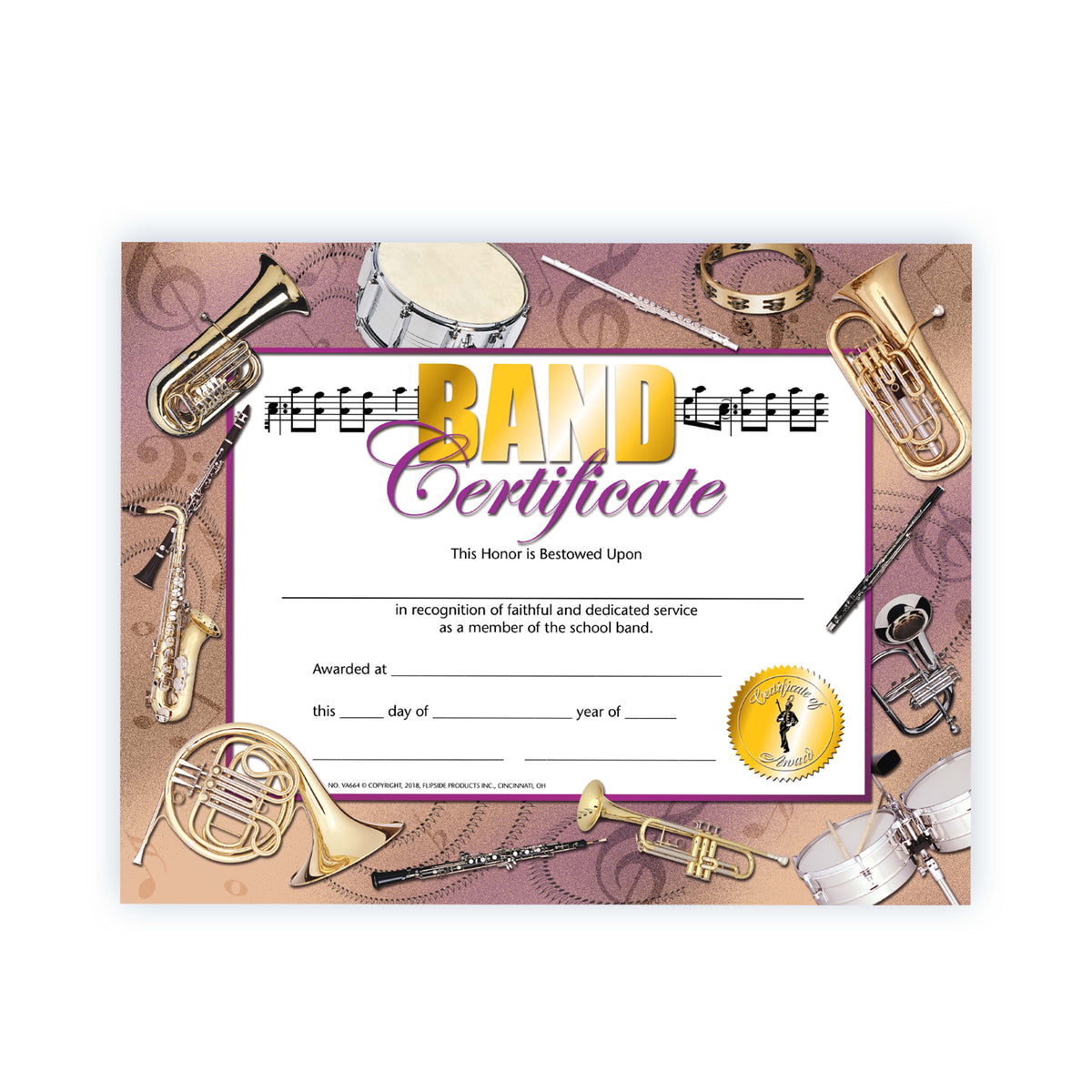 Band Certificate - Carton of 50 supplier units