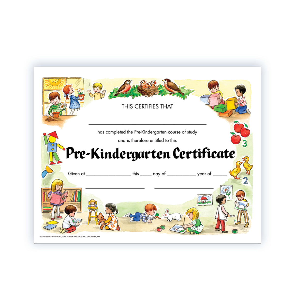 Pre-Kindergarten Certificate - Carton of 50 supplier units - SKU VA199CL