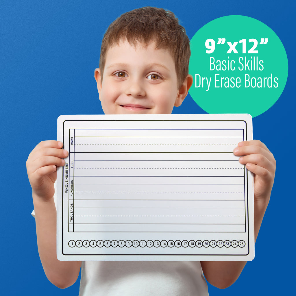 9 x 12 Two Sided Basic Skills Marker Board 12 Pack