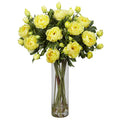 Giant Peony w/Cylinder Yellow by Nearly Natural in Yellow