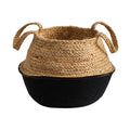 14" Boho Chic Handmade Cotton & Jute Black Woven Planter by Nearly Natural