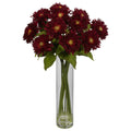 Sunflower w/Cylinder Silk Flower Arrangement Red by Nearly Natural in Red