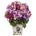 Mixed Hydrangea w/Floral Planter Beauty by Nearly Natural in Beauty