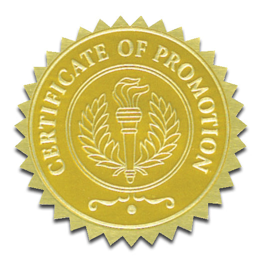 Gold Foil Stamped Certificate Seals - Certificate of Promotion - Carton of 50 supplier units