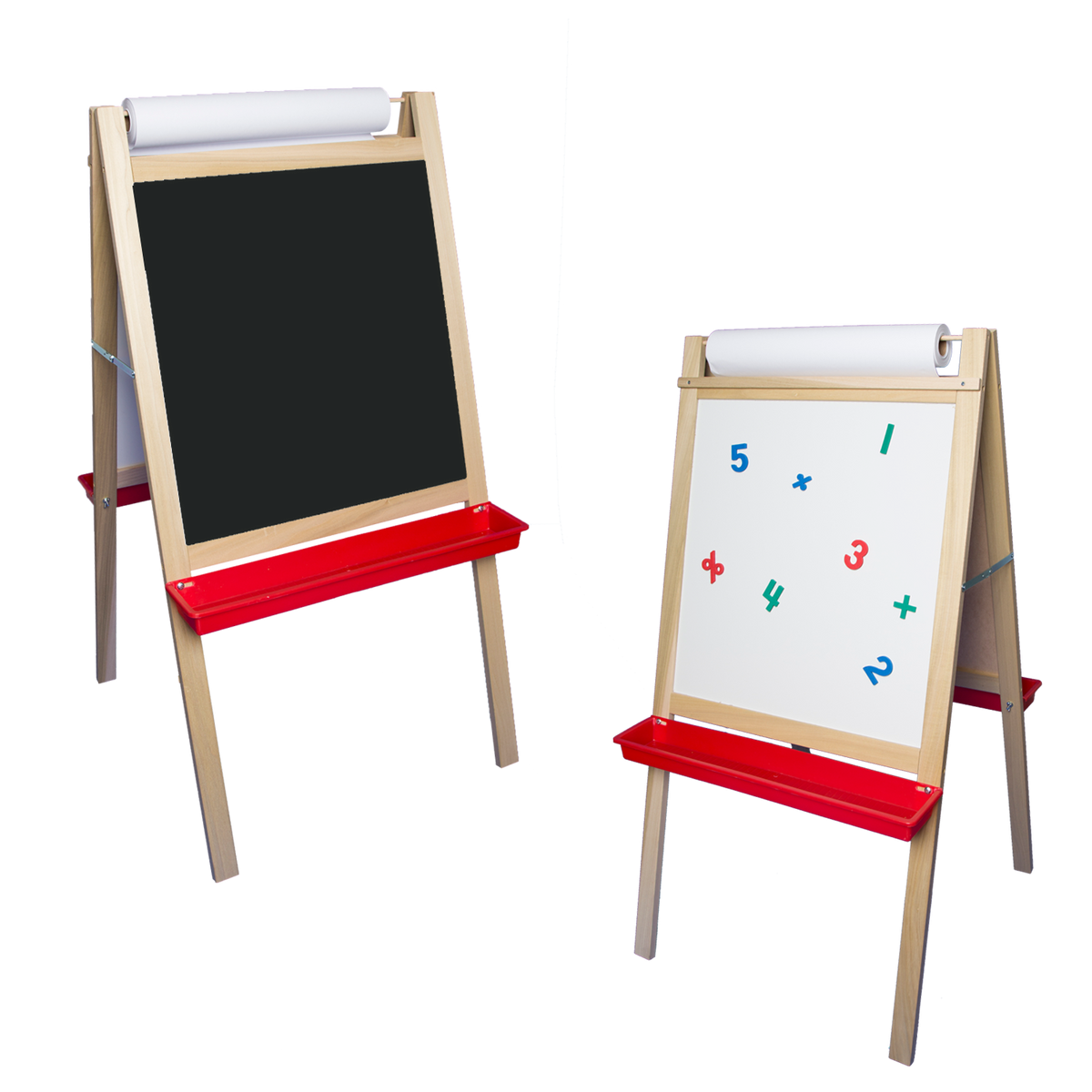 Deluxe Magnetic Paper Roll Easel - Black Chalk/White Markerboard