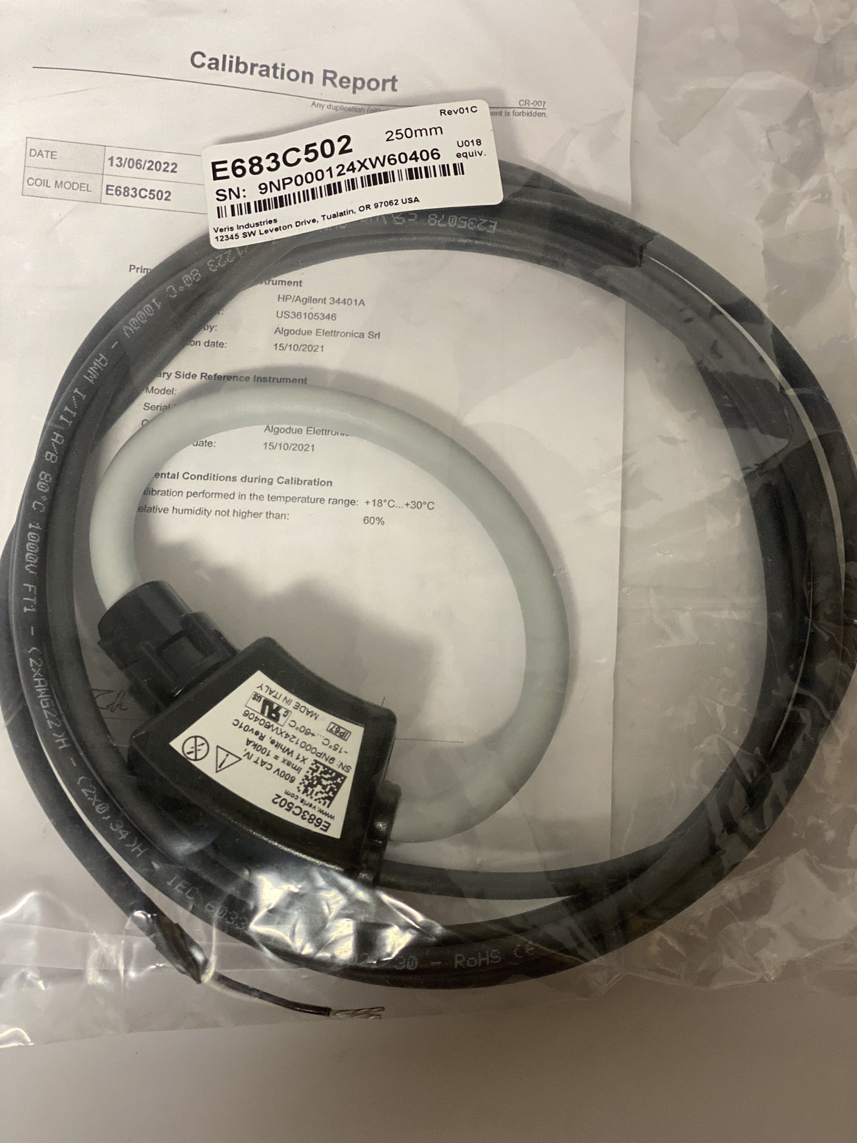 Veris Industries CT,Rogowski,9.8"[250mm]L,600V,5kA E683C502