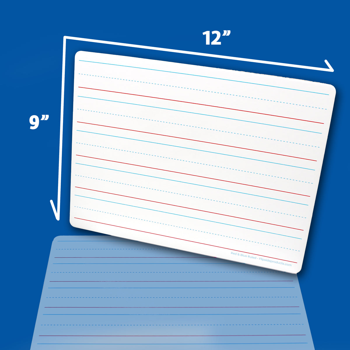 9 x 12 Red & Blue Ruled/Dry Erase (dual sided) + Marker + Student Eraser Class Pack 12