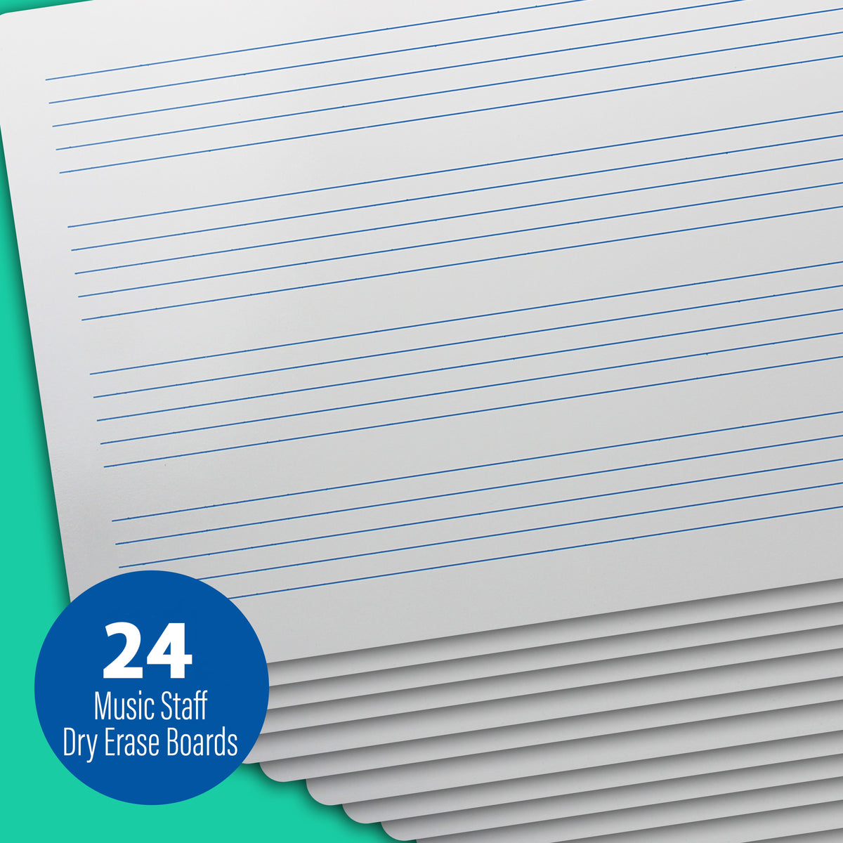 11 x 16 Single-Sided Music Staff Dry Erase Board Class Pack of 24