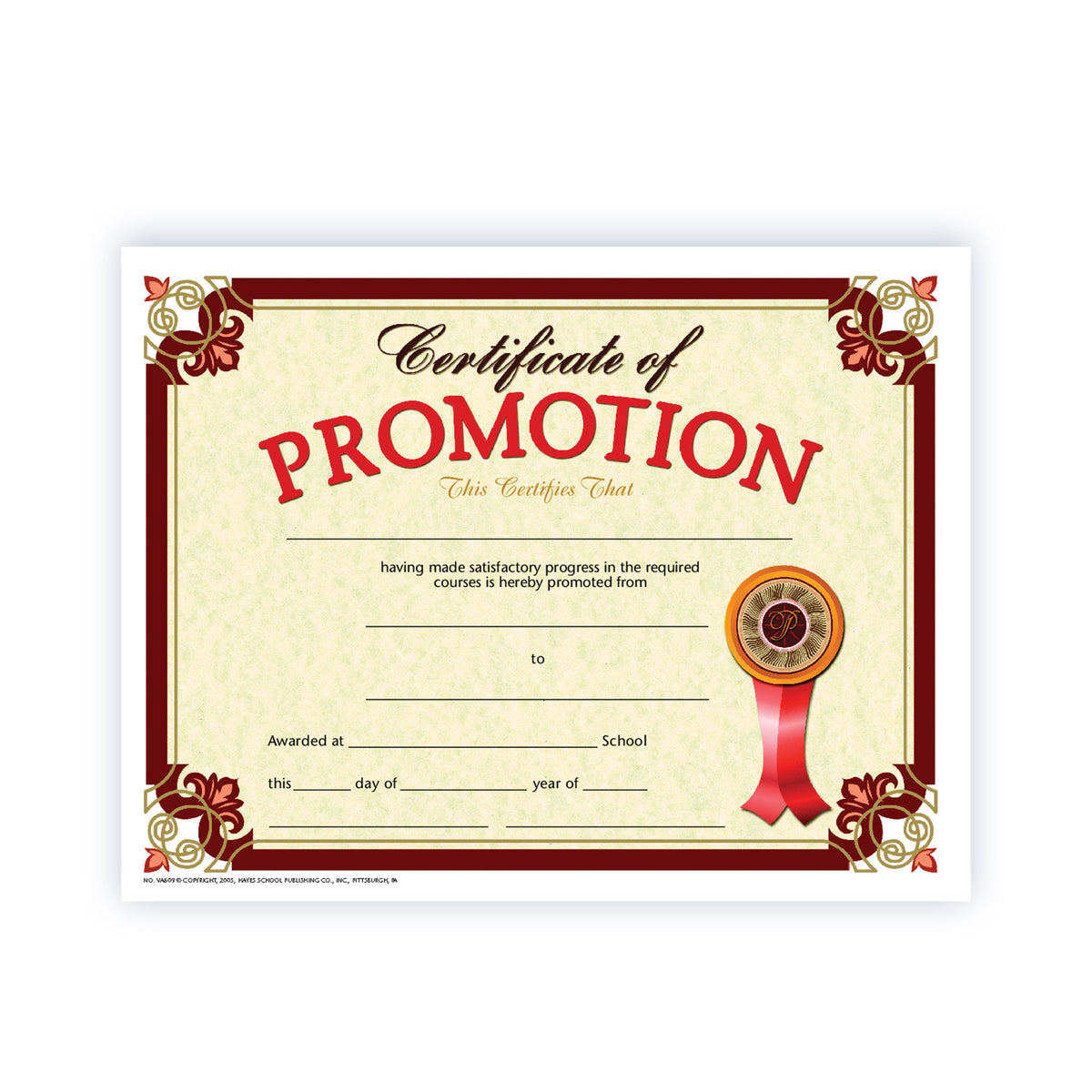 Certificate of Promotion - Carton of 50 supplier units - SKU VA609