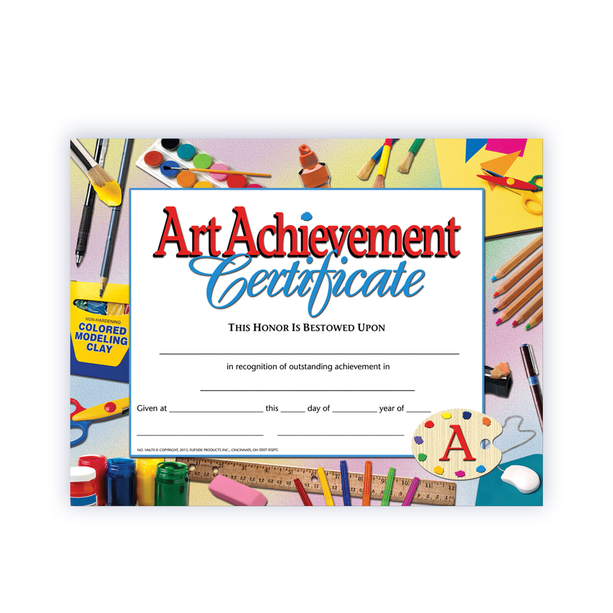 Art Achievement Certificate - Carton of 50 supplier units - SKU VA670