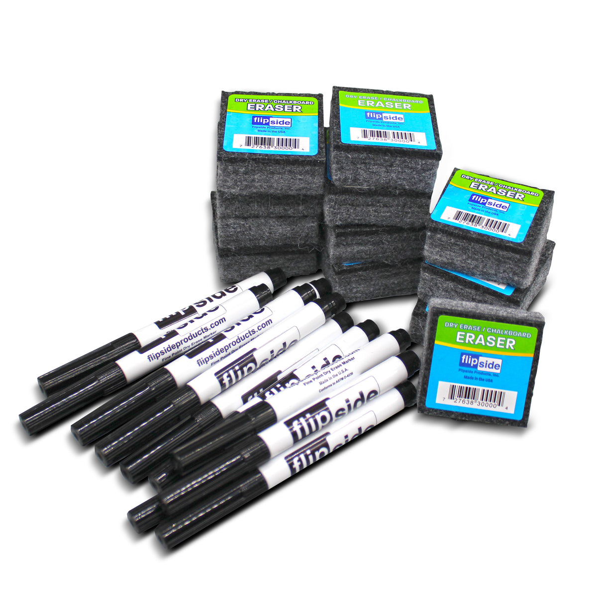 Oval Dry Erase Answer Paddle + Marker + Student Eraser - Class Pack of 12 Sets