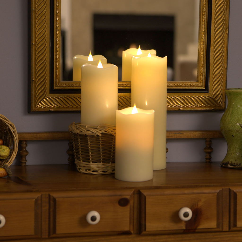 Solare 3D Virtual Flame Candles with Color-Hue Technology - Ivory 3" x 9"