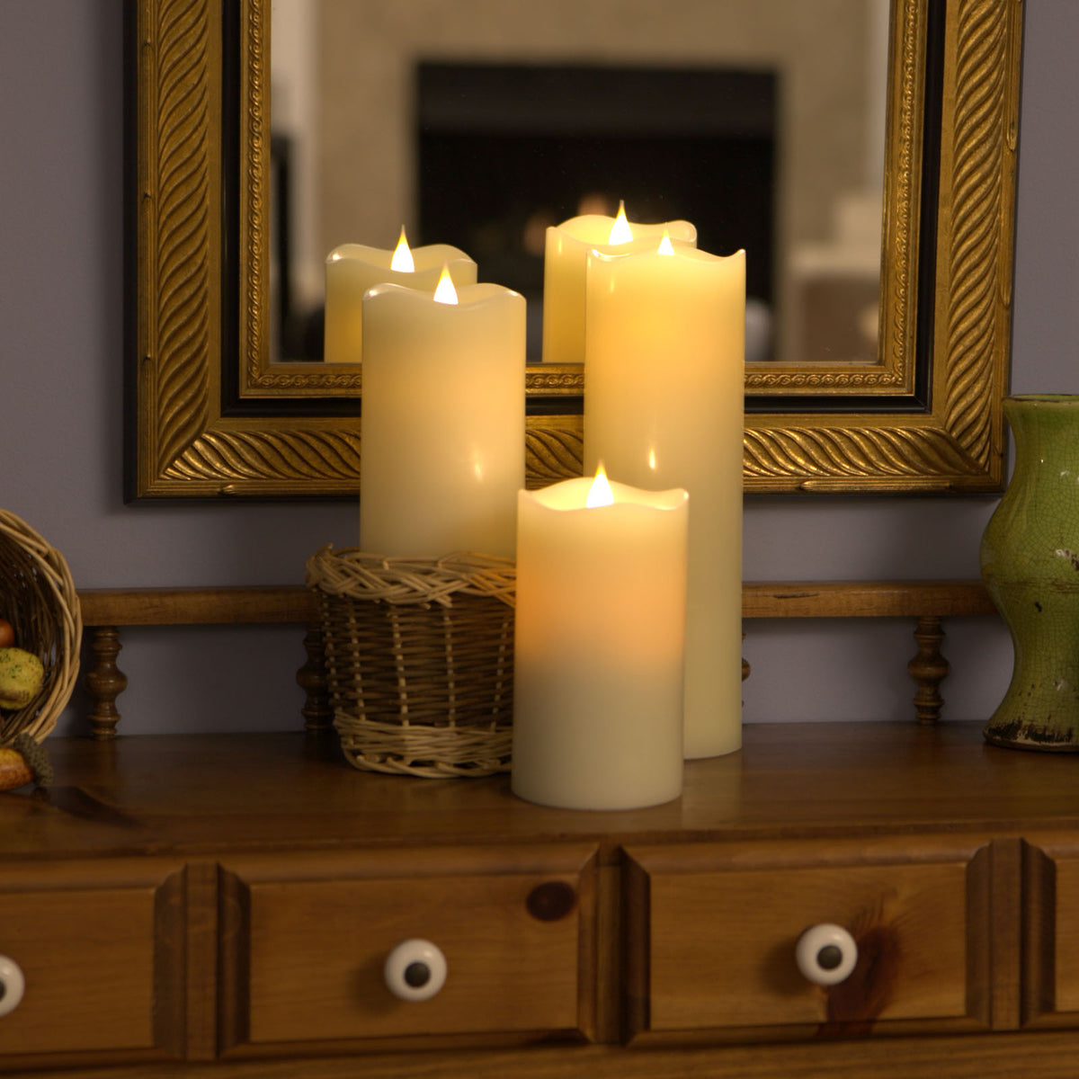 Solare 3D Virtual Flame Candles with Color-Hue Technology - Ivory 3" x 9"