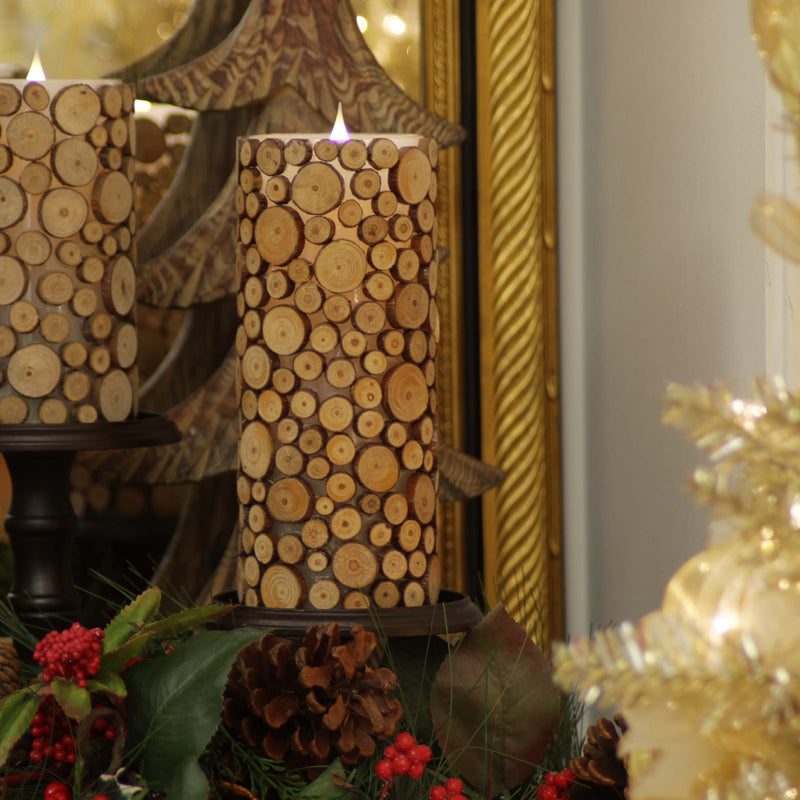 Solare 3D Virtual Flame Candles with Color-Hue Technology Wood