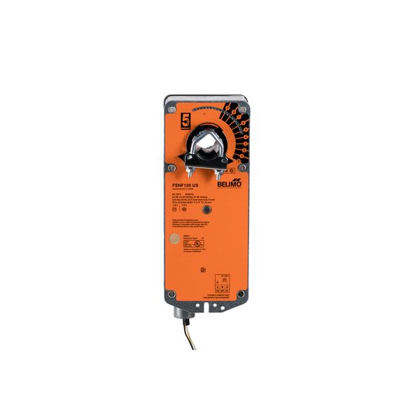 Belimo Fire & Smoke Actuator, 70 in-lb [8 Nm] from 32...350°F [0...177°C], Spring return, AC 120 V, On/Off FSNF120-FCUS