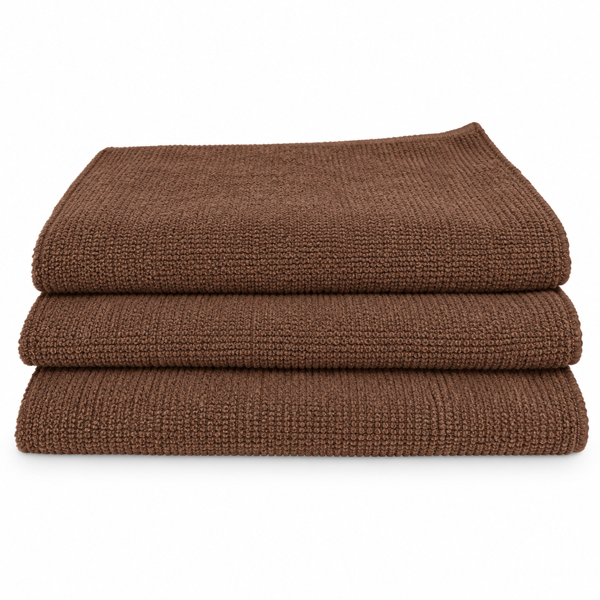 28X32 6.4oz SPUN POLY BIB APRON - BROWN 3/POCKET- ( SPAP2833BRO-3P ) (10 DOZ per BOX) — representative Brown product image