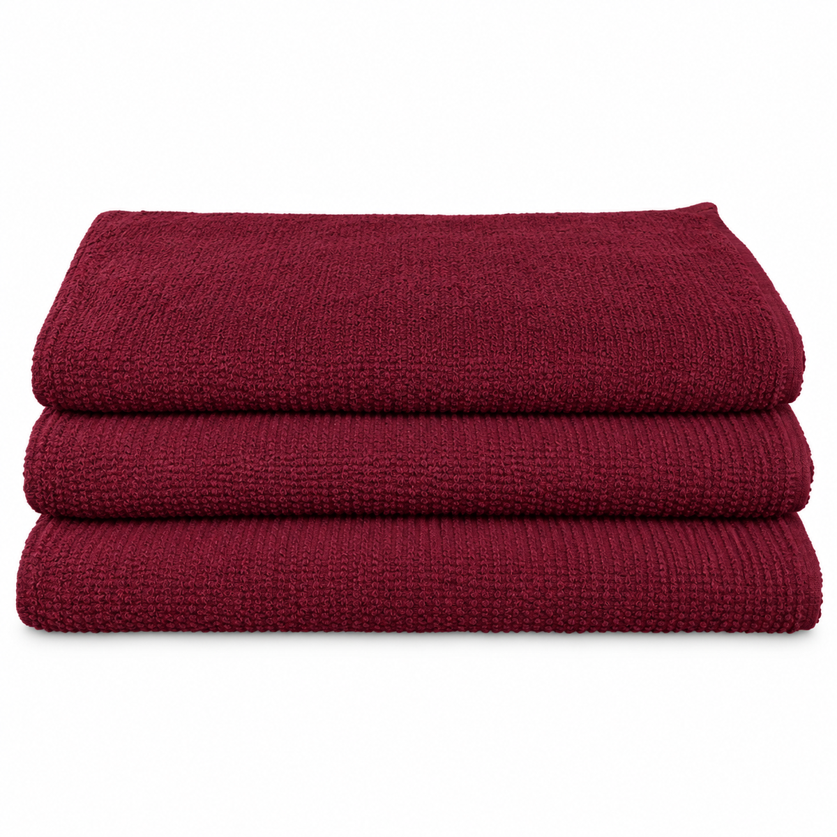28x32 6.4oz SPUN POLY BIB APRON-BURGUNDY 3/POCKET- ( SPAP2833BUR-3P ) (10 DOZ per BOX) — representative Burgundy product image