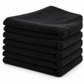 Representative black microfiber towels for item MF1616-250-500BLK; displayed color may vary by dye lot