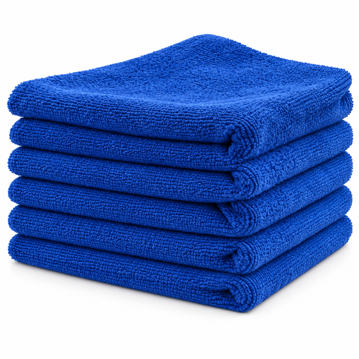 Representative royal blue microfiber towels for item MF1616-RB; displayed color may vary by dye lot
