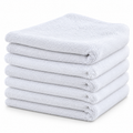 Representative white microfiber towels for item MF1616-250-500WH; displayed color may vary by dye lot