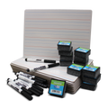 9 x 12 Two-Sided Magnetic Red & Blue Ruled/Magnetic Dry Erase Boards + Erasers + Markers Class - Pack of 12