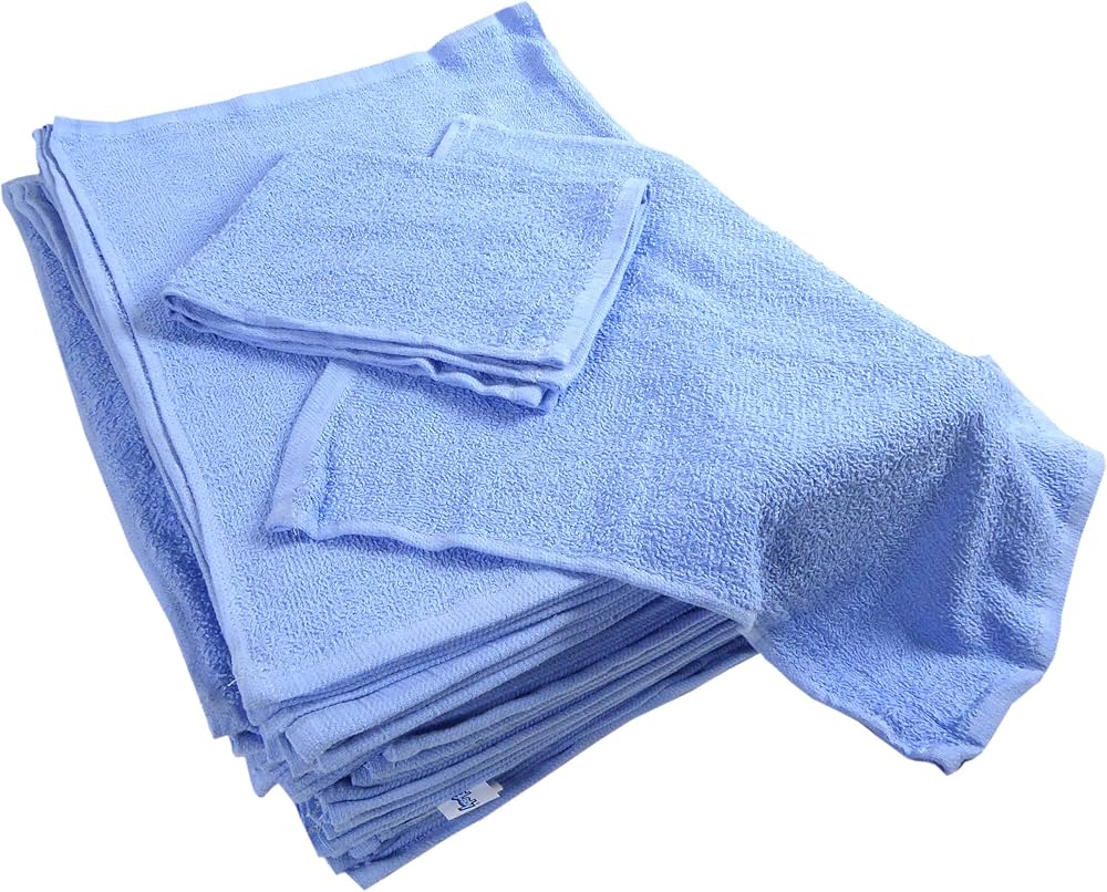 HR Cotton BM28-BL solid blue terry bar mops