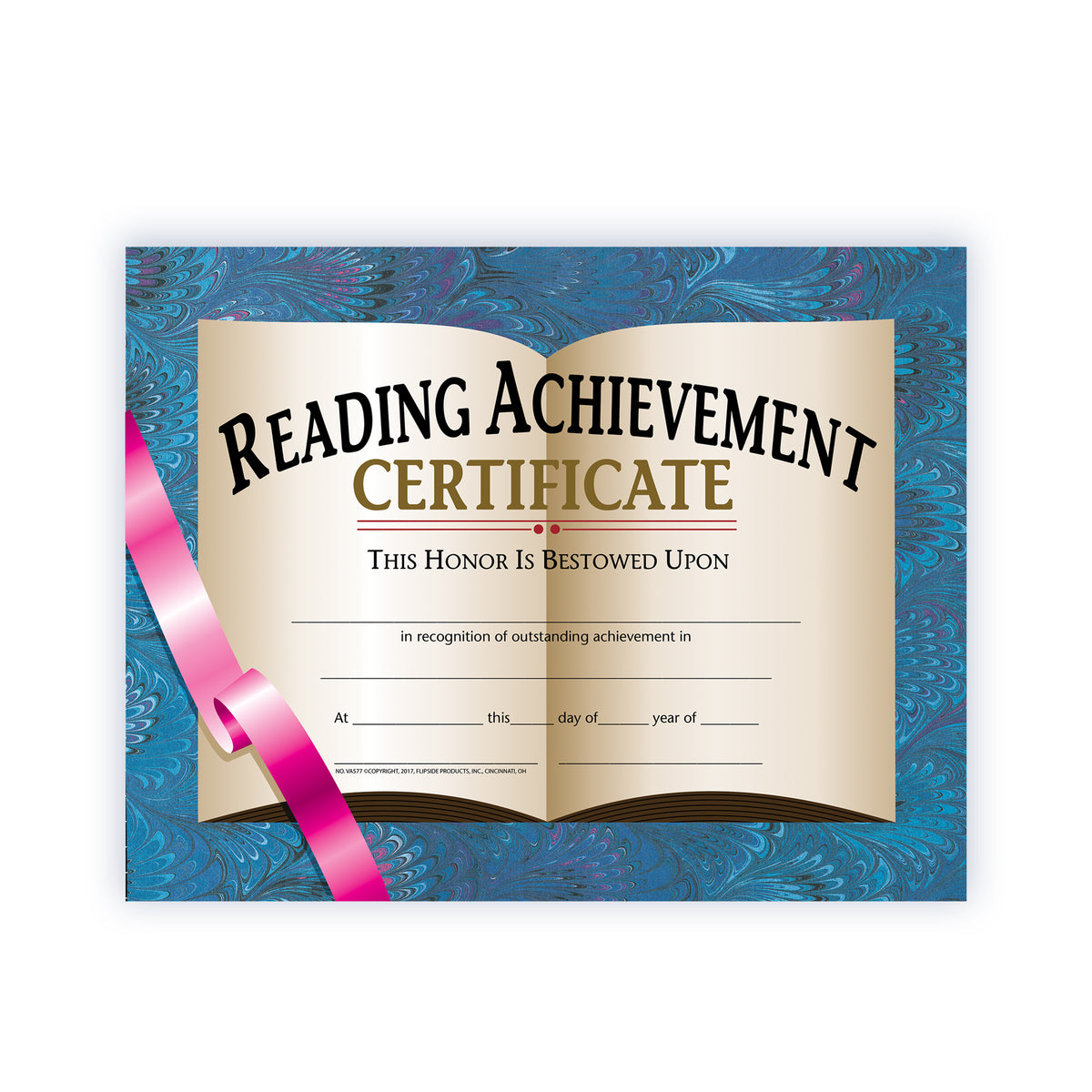 Reading Achievement Certificate - Carton of 50 supplier units - SKU VA577