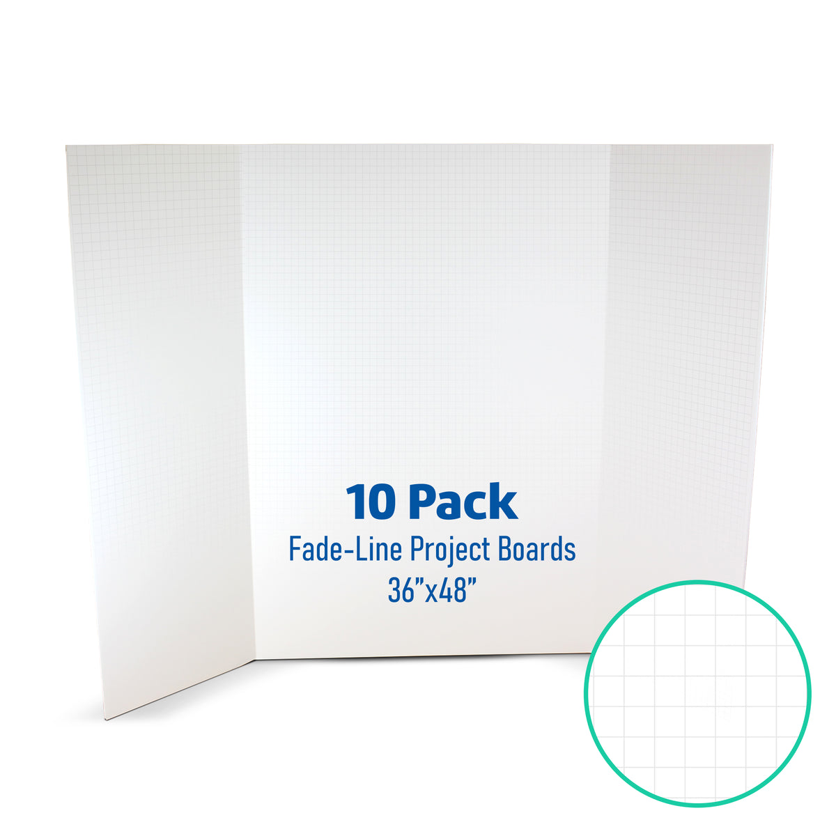 36 x 48 Fade-Line White Foam Project Board, 1/2" Grid Pack of 10
