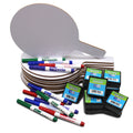 Single-Sided Oval Dry Erase Answer Paddle with Colored Markers and Student Erasers - Class Pack of 12 Sets