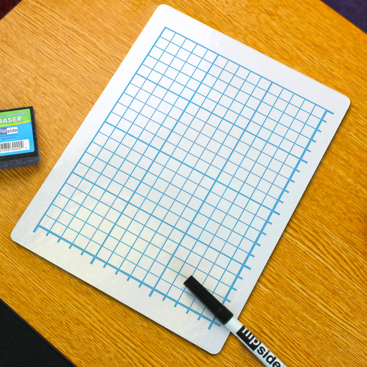 9 x 12 Two Sided Quadrant Grid Dry Erase Board - 1/2" Square Class Pack of 12