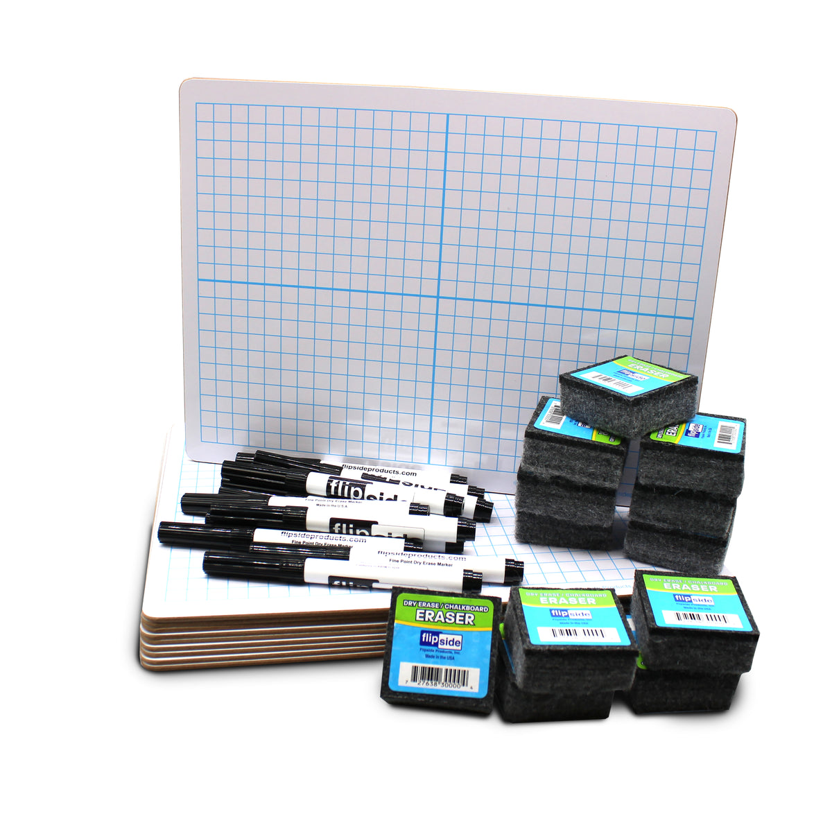9" x 12" Two-Sided XY Axis/Dry Erase Boards with Markers & Erasers - Class Pack of 12