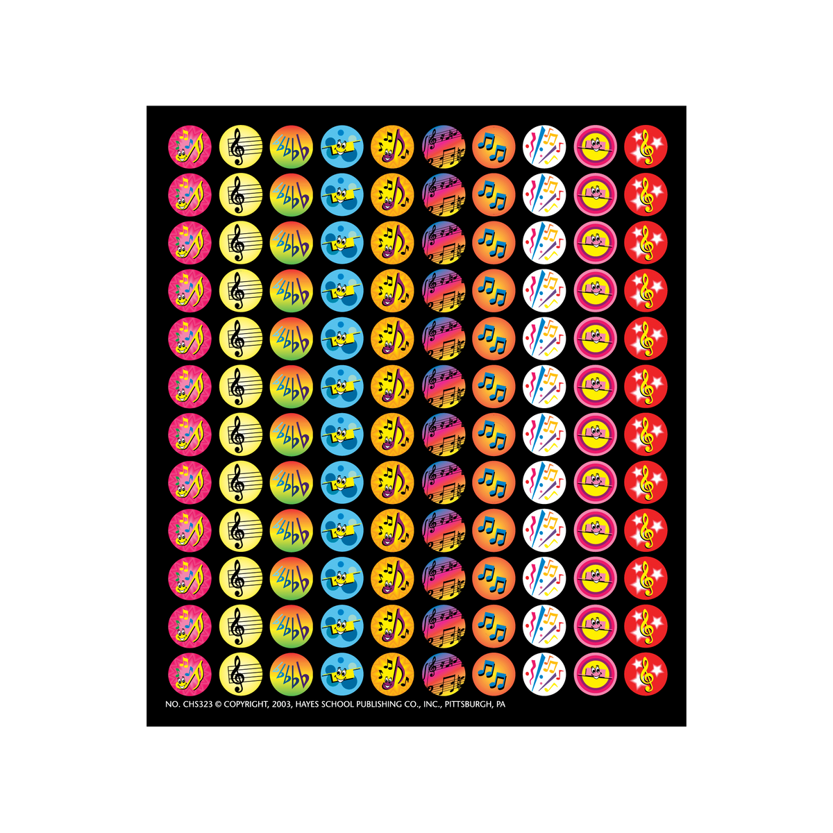 Music Symbols Chart Seals - Carton of 50 supplier units