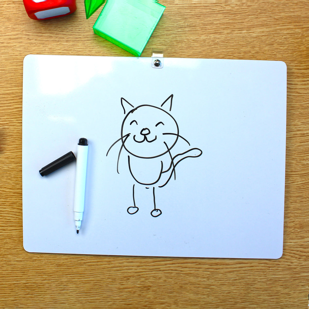 9 x 12 Two Sided Red & Blue Ruled/Dry Erase with attached marker