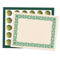 Art Deco Set -Green Border Paper, Plain Folders, Gold Seals
