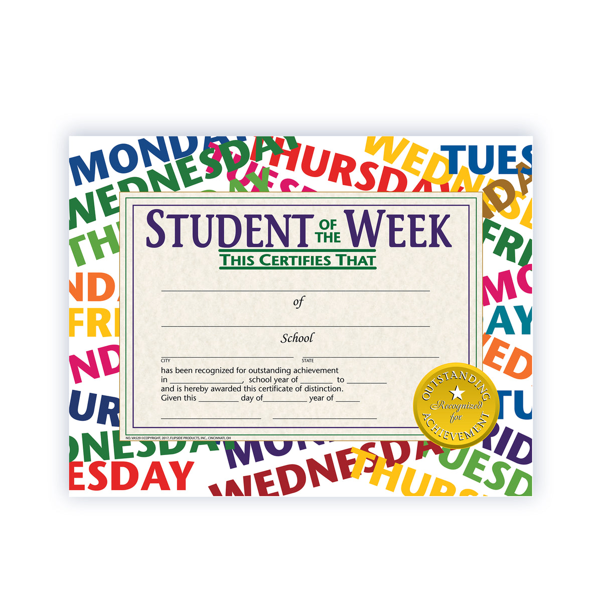 Student of The Week Certificate - Carton of 50 supplier units