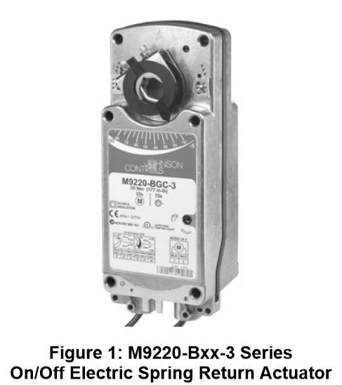 Johnson Controls Damper Actuator 20 Nm Sr; 20 Nm Sr Actuator On-Off 24 Vac 50/60 Hz 24 Vdc M9220-BGA-3