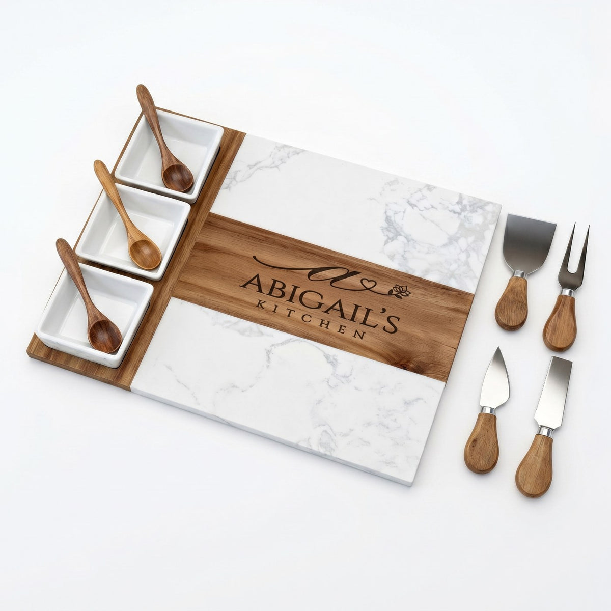 Marble Charcuterie Board - 11 Piece Set
