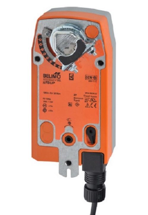 Belimo Damper Actuator, 90 in-lb [10 Nm], Spring return, AC 24...240 V / DC 24...125 V, On/Off NFBUP