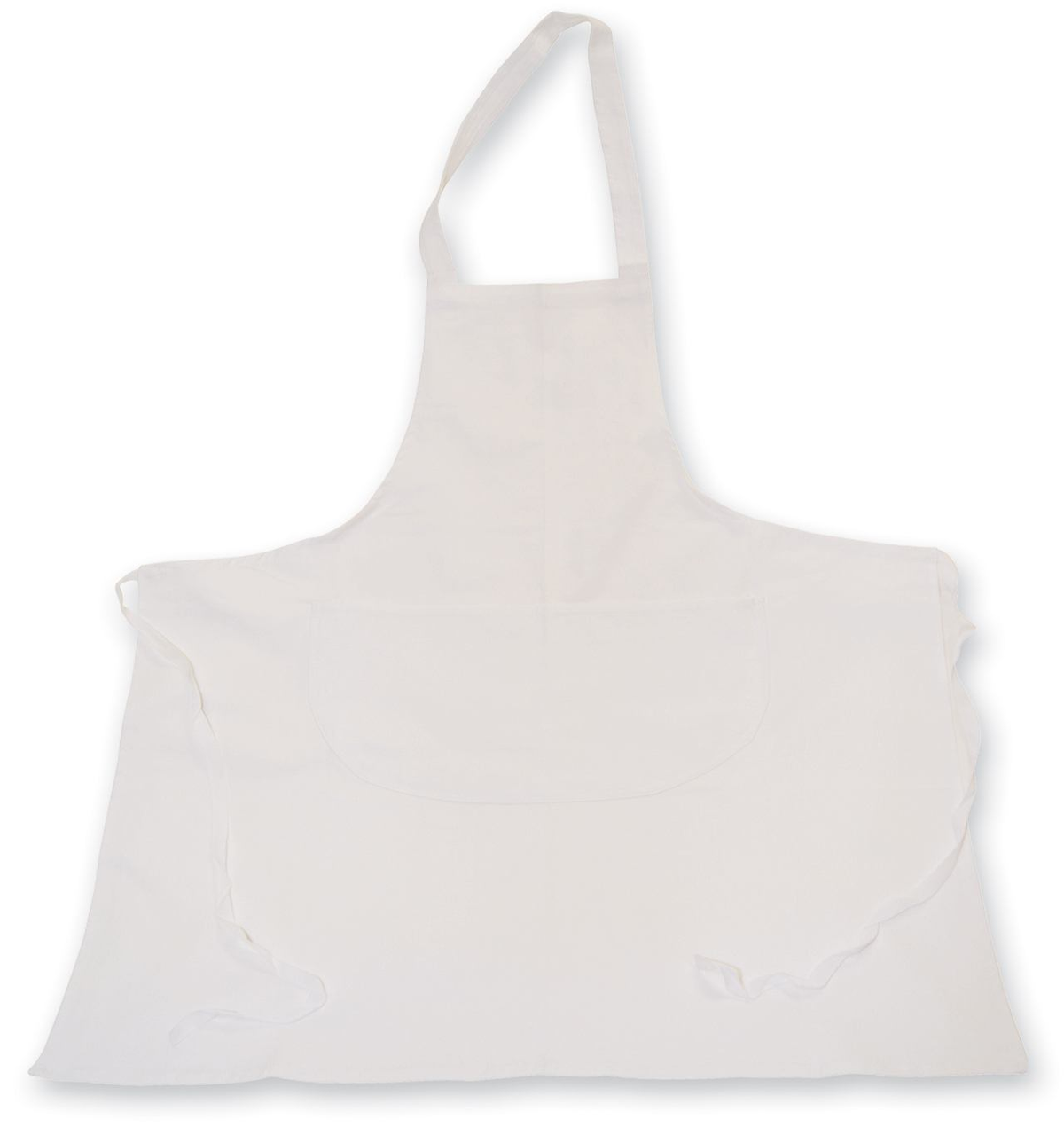 HR Cotton white cotton bib apron with central pocket and tubular waist ties. Selling quantity stated in listing.