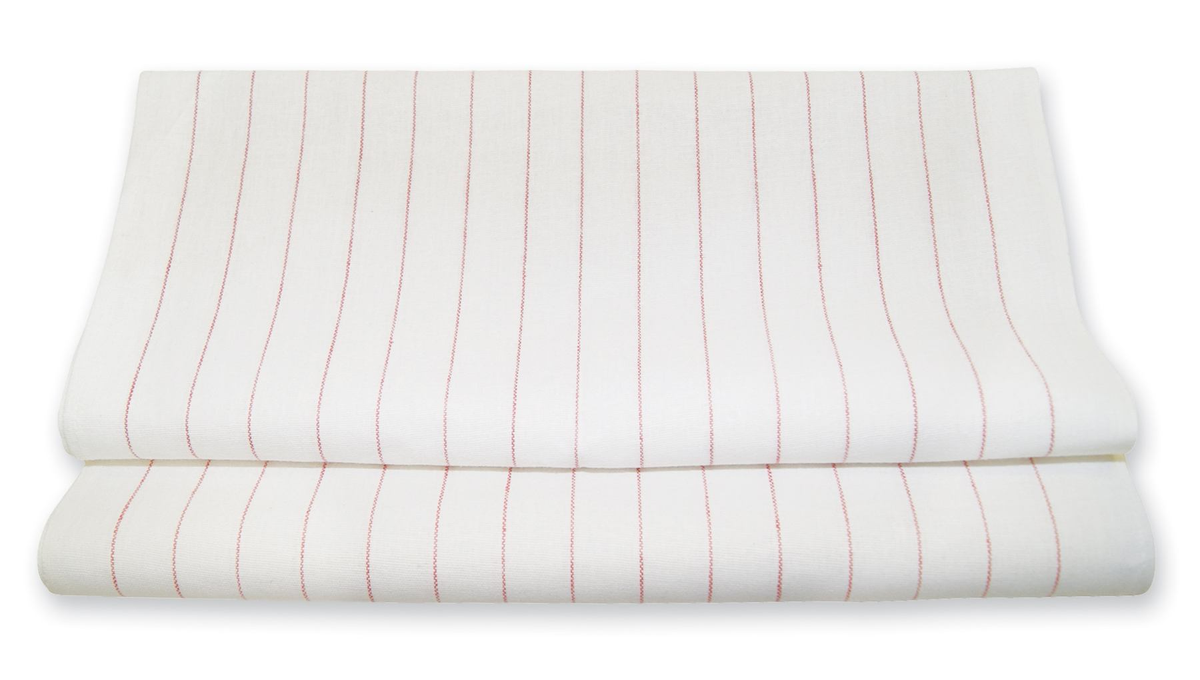 HR Cotton multi red stripe glass towel, supplier family photo.