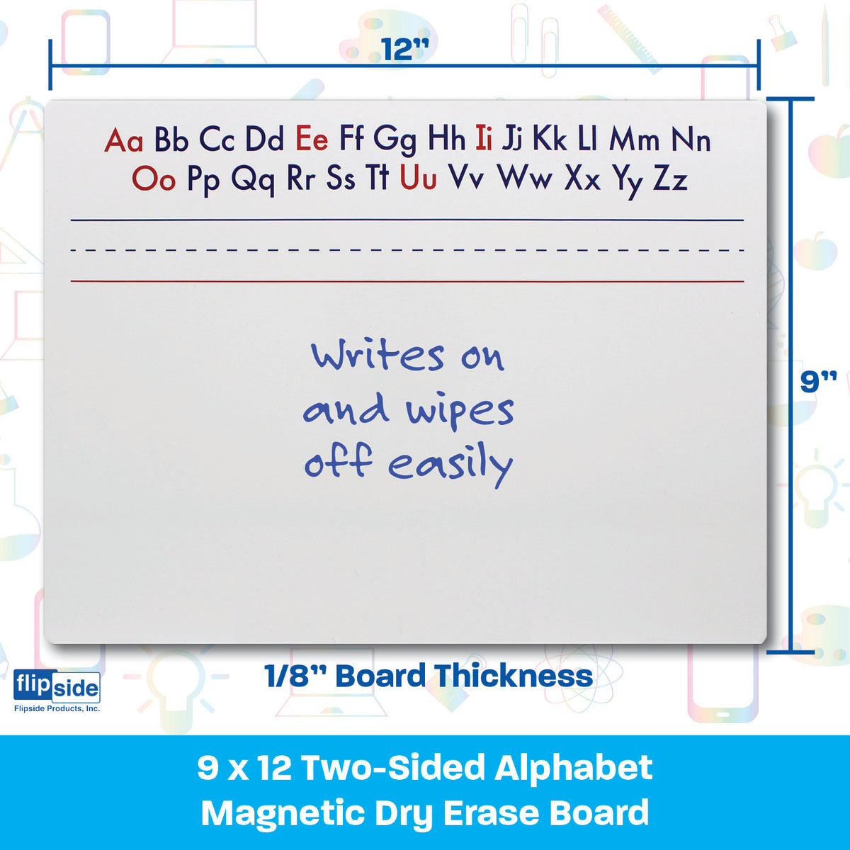 9 x 12 Two Sided Alphabet Magnetic Dry Erase Board Class Pack of 12