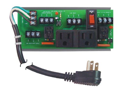 Functional Devices Ups Power Control Center, 10 Amp Switch / Circuit Breaker, 120 Vac, 2 Outlets, Terminals, Status Contacts, 2.75" Track Mount PSMN2C2RB10