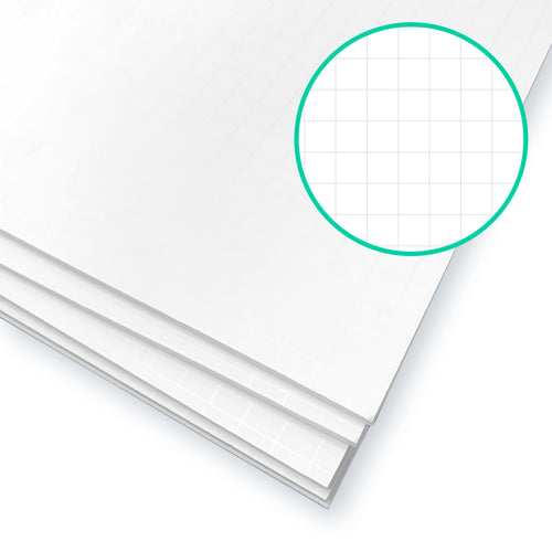 11 x 14 Fade-Line White Foam Board, 1/2" Grid Pack of 5