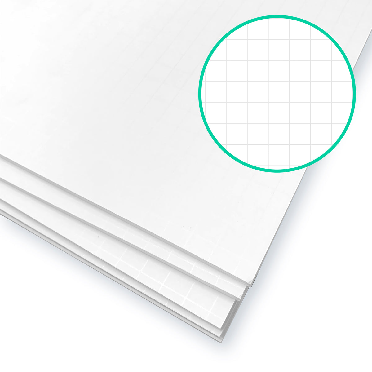 20 x 28 Fade-Line White Foam Board, 1/2" Grid Pack of 5