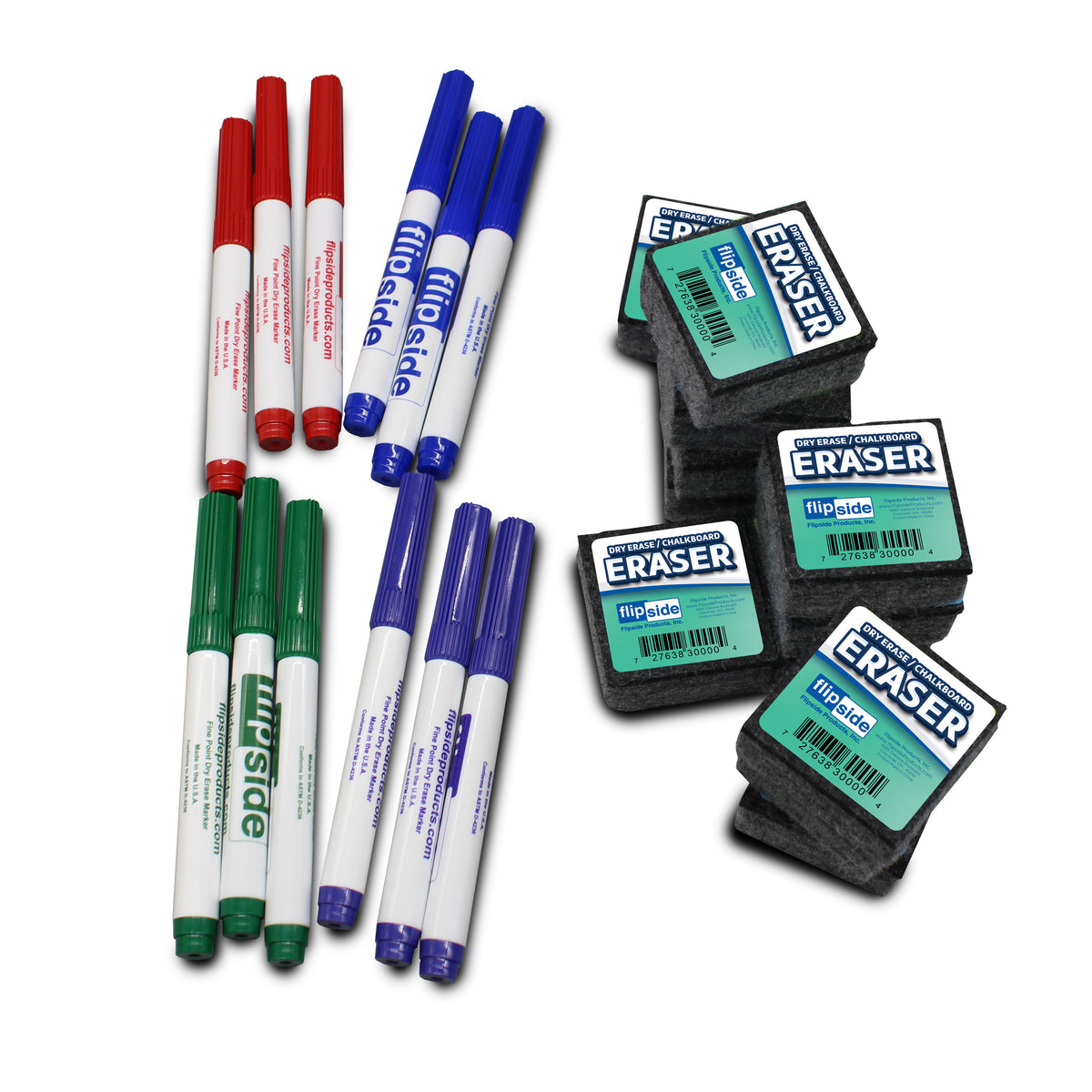 Student Erasers and Colored Markers Pack of 48