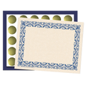 Art Deco Set - Blue Border Paper, Plain Folders, Gold Seals