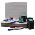 9 x 12 Two-Sided Magnetic Red & Blue Ruled/Magnetic Dry Erase Boards + Erasers + Colored Markers - Class Pack of 12