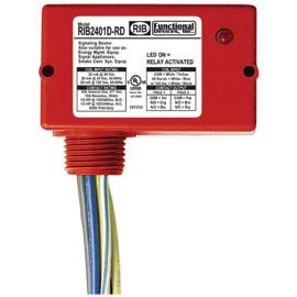 Functional Devices Pilot Relay, 10 Amp Dpdt, 24 Vac/Dc/120 Vac Coil, Red Housing RIB2401D-RD