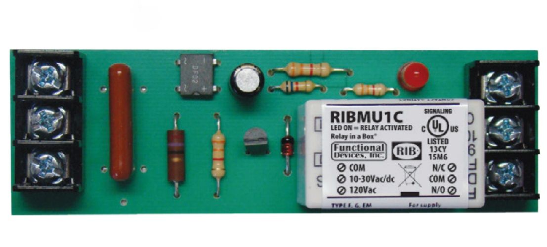 Functional Devices Pilot Relay, 15 Amp Spdt, 10-30 Vac/Dc/120 Vac Coil, 4.00" Track Mount RIBMU1C
